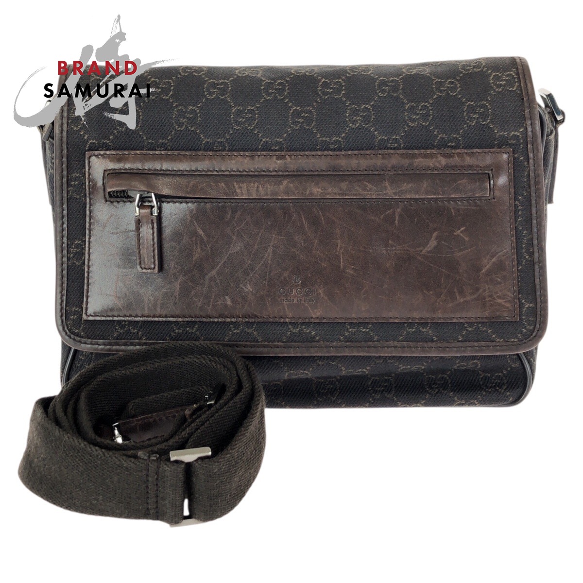 GUCCI グッチ うす暗い赤銅色 しろがね色金具 GG帆布 /なめし革 28562 ショルダーバッグ 伝達人御徒面子 レディース 602132 【中古】