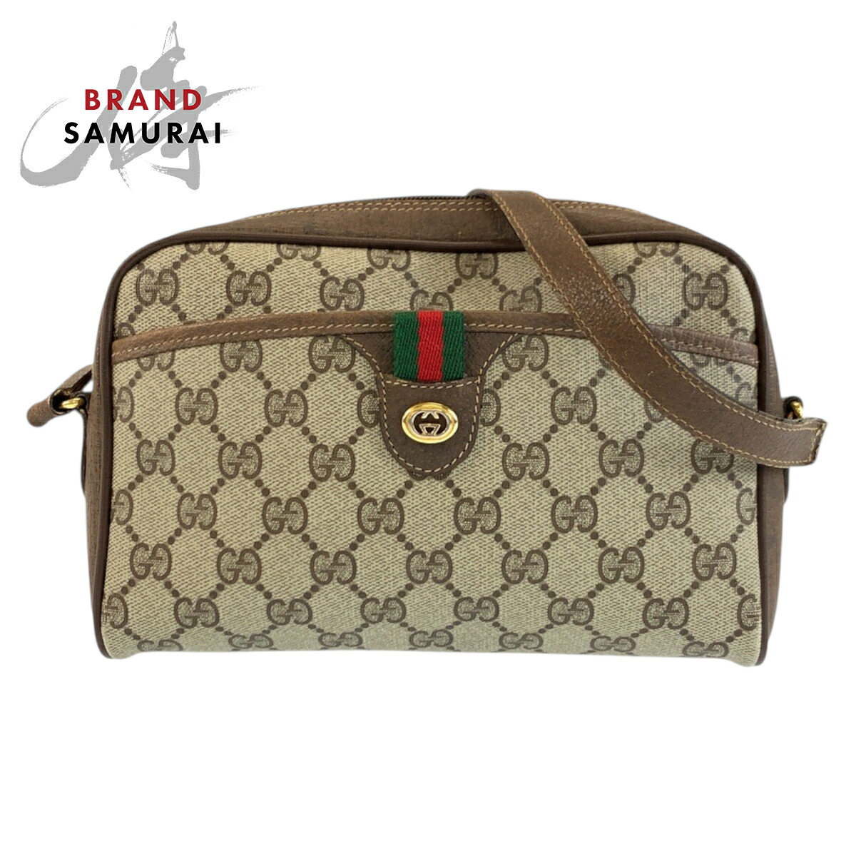GUCCI グッチ ヴィンテージ シェリー酒伝達ルート ベージュ 赤銅色 ゴールド金具 GGスプリームキャンバス /なめし革 116 02 089 ショルダーバッグ ポシェット レディース 602275 【中古】