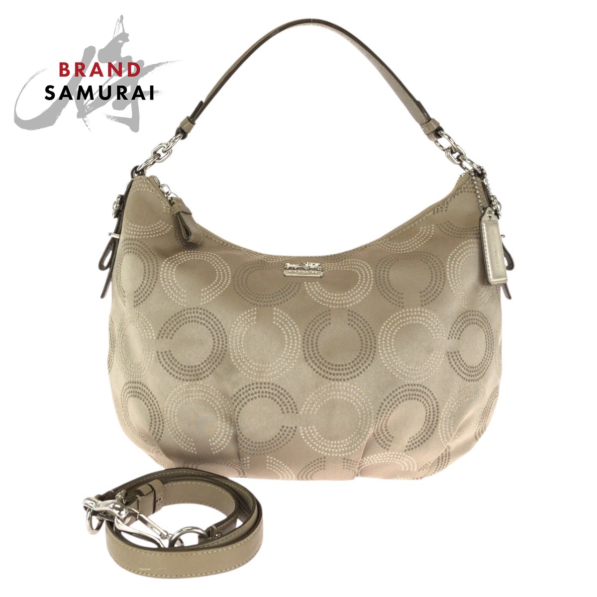 美品 COACH コーチ職 マディソン ドッテッド オプアート オープンカー ホー洋弓 2way ベージュ しろがね色金具 繻子 /なめし革 15929 ハンドバック ショルダーバッグ レディース 602661 【中古】