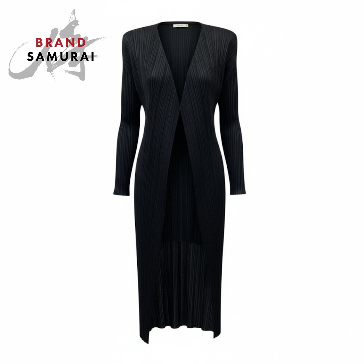 美品 PLEATS PLEASE 筋目プリーズ プリーツロングカーディガン ロングコートカーディガン 黒いこと ポリエステル PP61-JG605 ジレー レディース A3-00091 【中古】