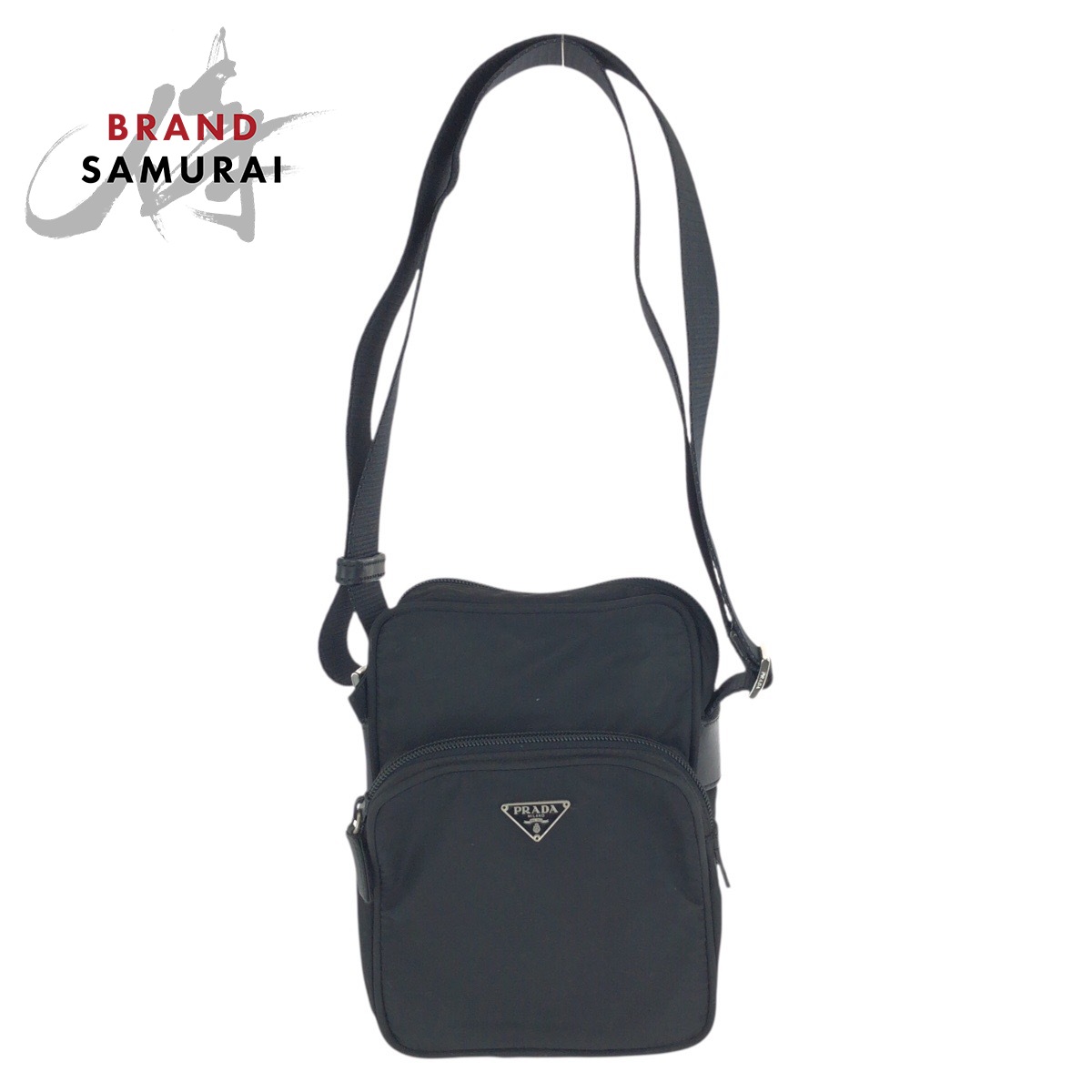 PRADA プラダ テスート ３角形ロゴタイプ一皿 黒いこと 黒 しろがね色金具 ナイロン ショルダーバッグ ポシェット レディース 602139 【中古】