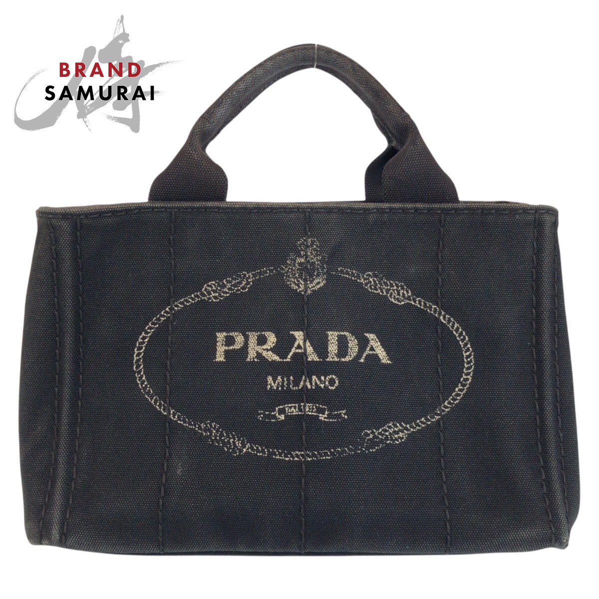 PRADA プラダ カナパ ３角形ロゴタイプ一皿 黒いこと 黒 帆布 ハンドバック トートバッグ レディース 602568 【中古】