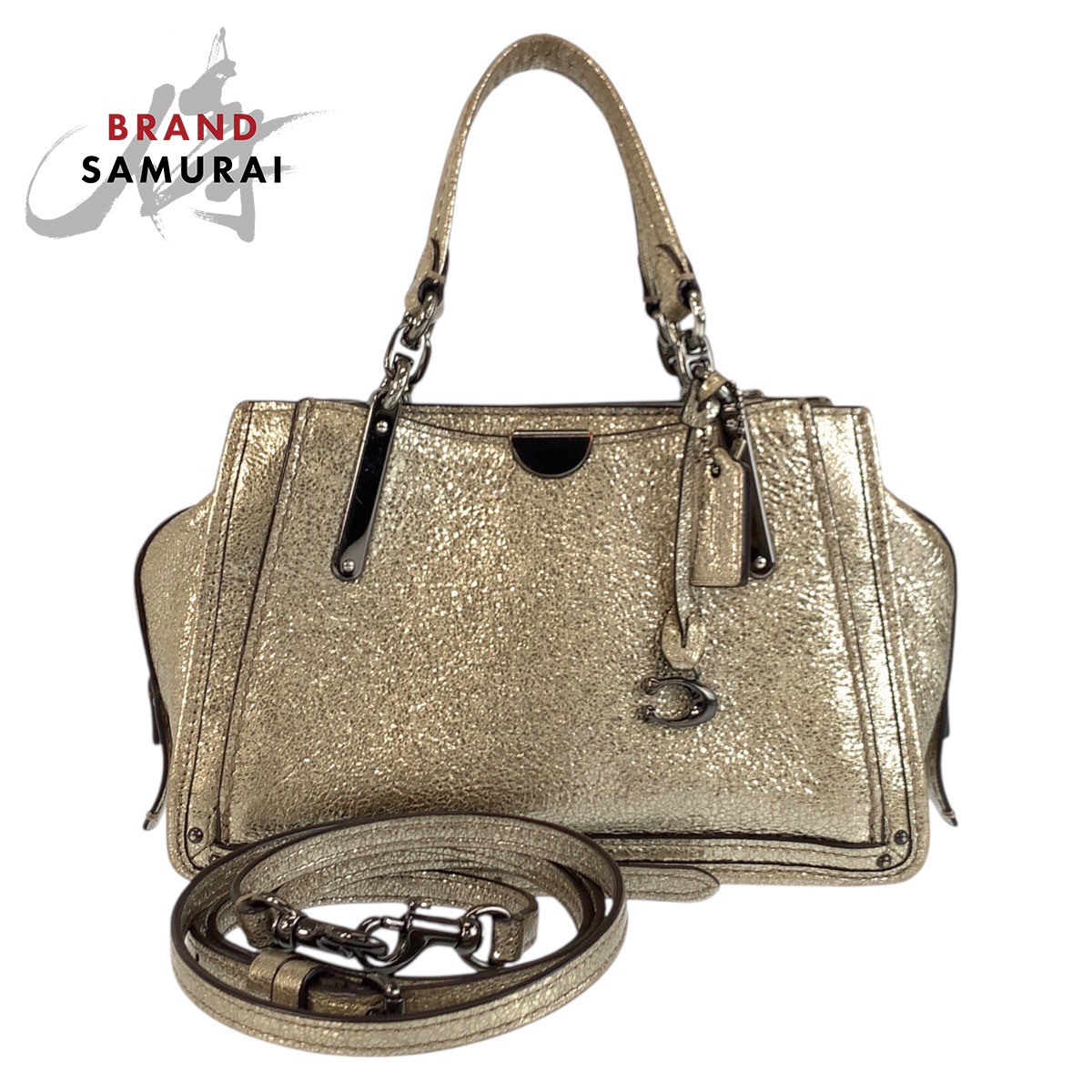 美品 COACH コーチ職 ドジューサー メタリックゴールド なめし革 G1892 38543 ハンドバック ショルダーバッグ 2way レディース 602655 【中古】
