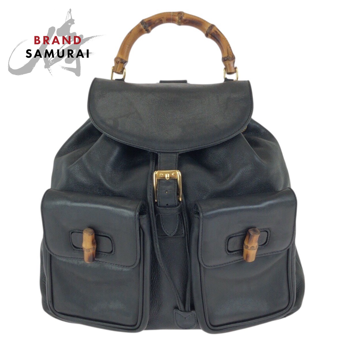 美品 GUCCI グッチ バンブー 黒いこと 黒 ゴールド金具 なめし革 003 2058 0016 背嚢 うしろ側容器に並べる レディース 602412 【中古】
