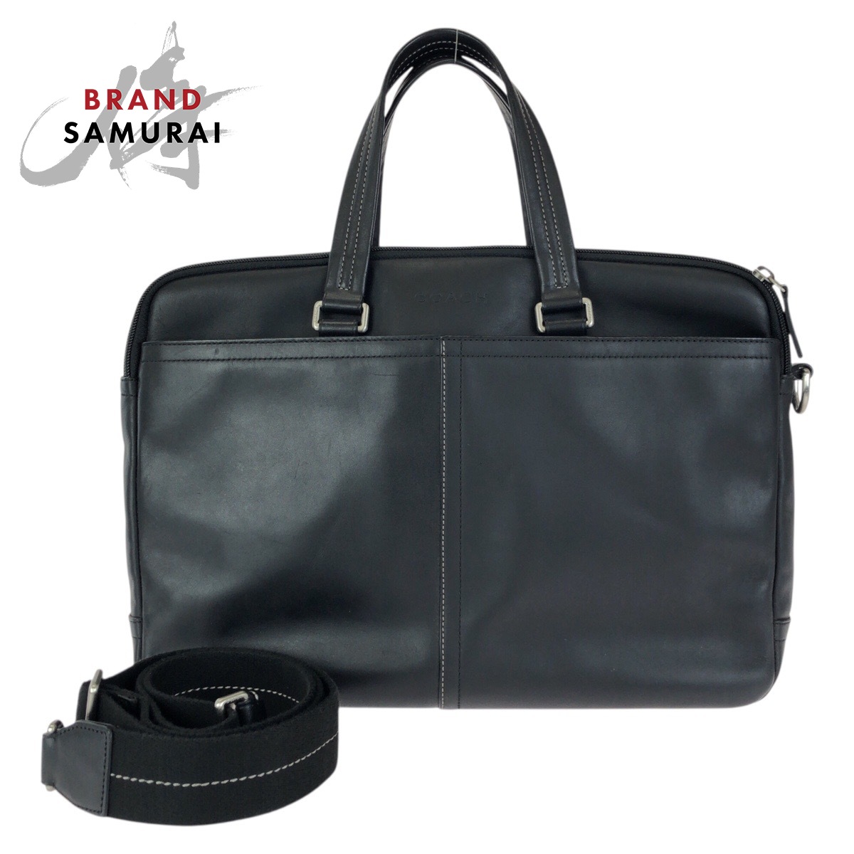 美品 COACH コーチ ２way ブラック 黒 シルバー金具 レザー F70707 ビジネスバッグ ブリーフケース ショルダーバッグ メンズ 602517 【中古】｜BRAND SAMURAI