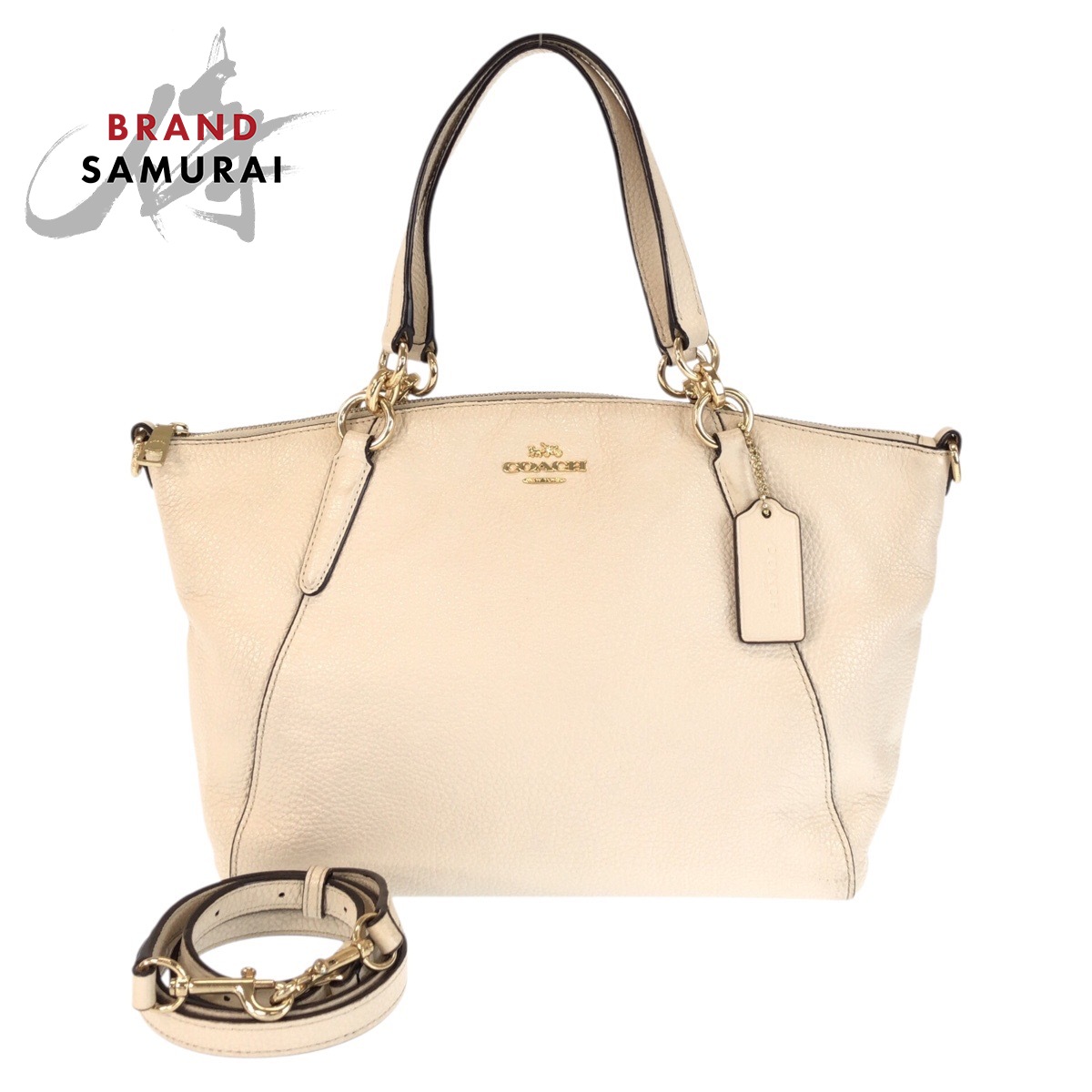 COACH コーチ職 2way 象牙色 ゴールド金具 なめし革 F28993 ハンドバック ショルダーバッグ レディース 602669 【中古】