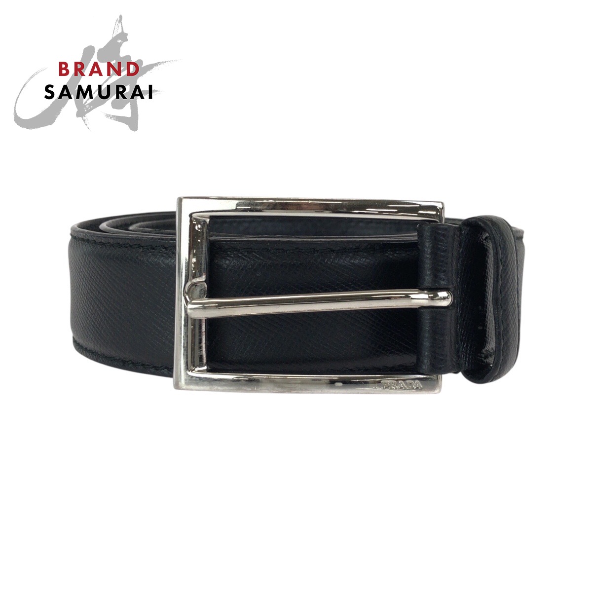 PRADA プラダ 90糎/36in 黒いこと 黒 しろがね色金具 なめし革 胴締め メンズ 602456 【中古】