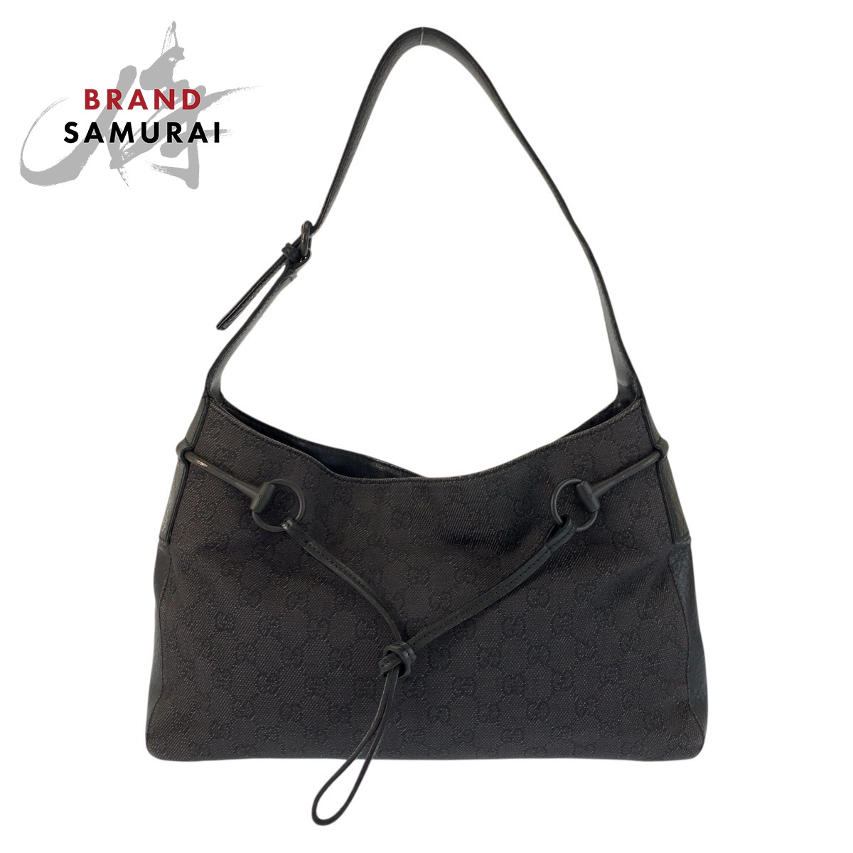 GUCCI グッチ 黒いこと 黒 GG帆布 /なめし革 101975 ホー洋弓 ショルダーバッグ レディース 602567 【中古】
