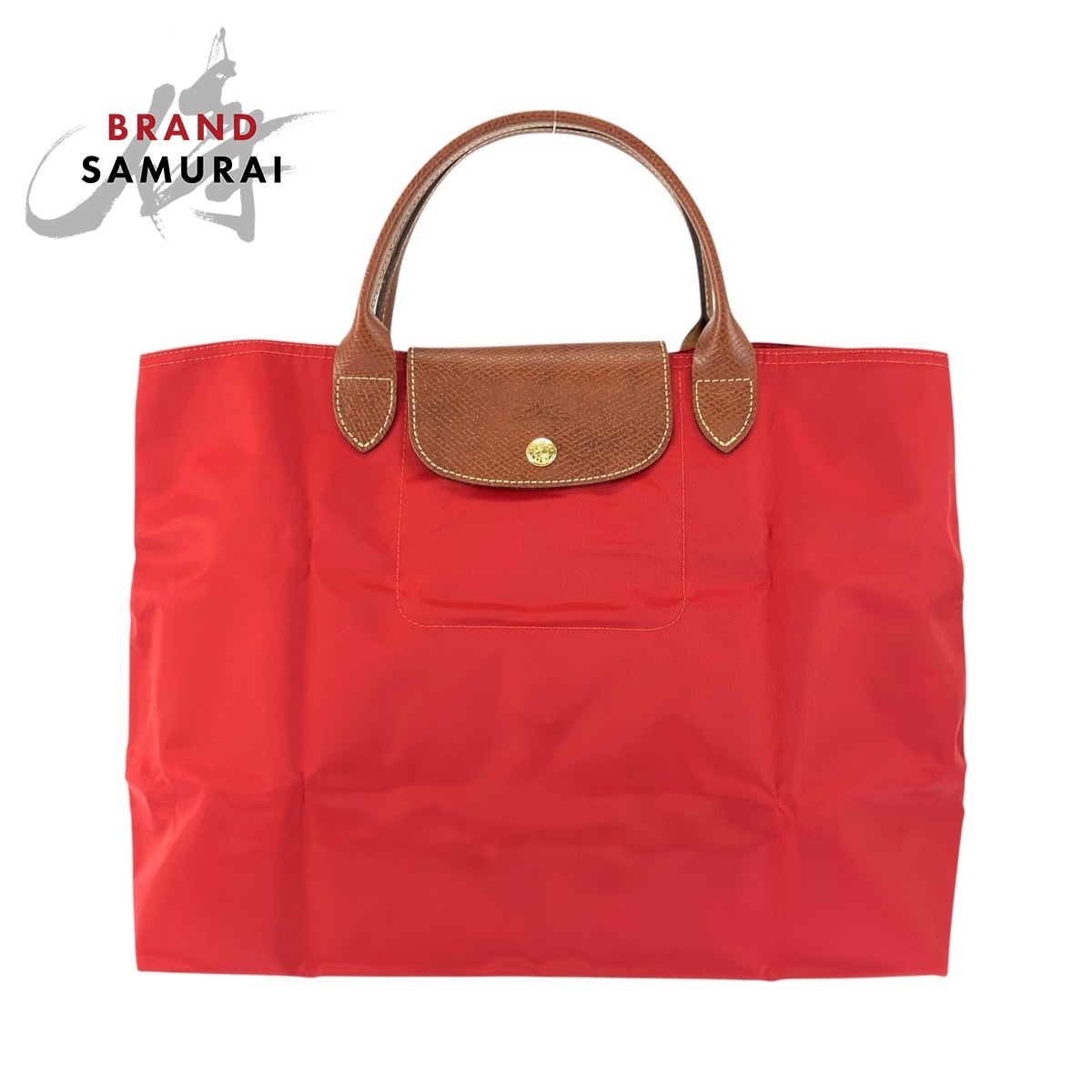 美品 Longchamp ロンシャン ル プリアージュ レッド ブラウン ゴールド金具 ナイロン /レザー 2704089545 ハンドバッグ トートバッグ レディース 602822 【中古】｜BRAND SAMURAI