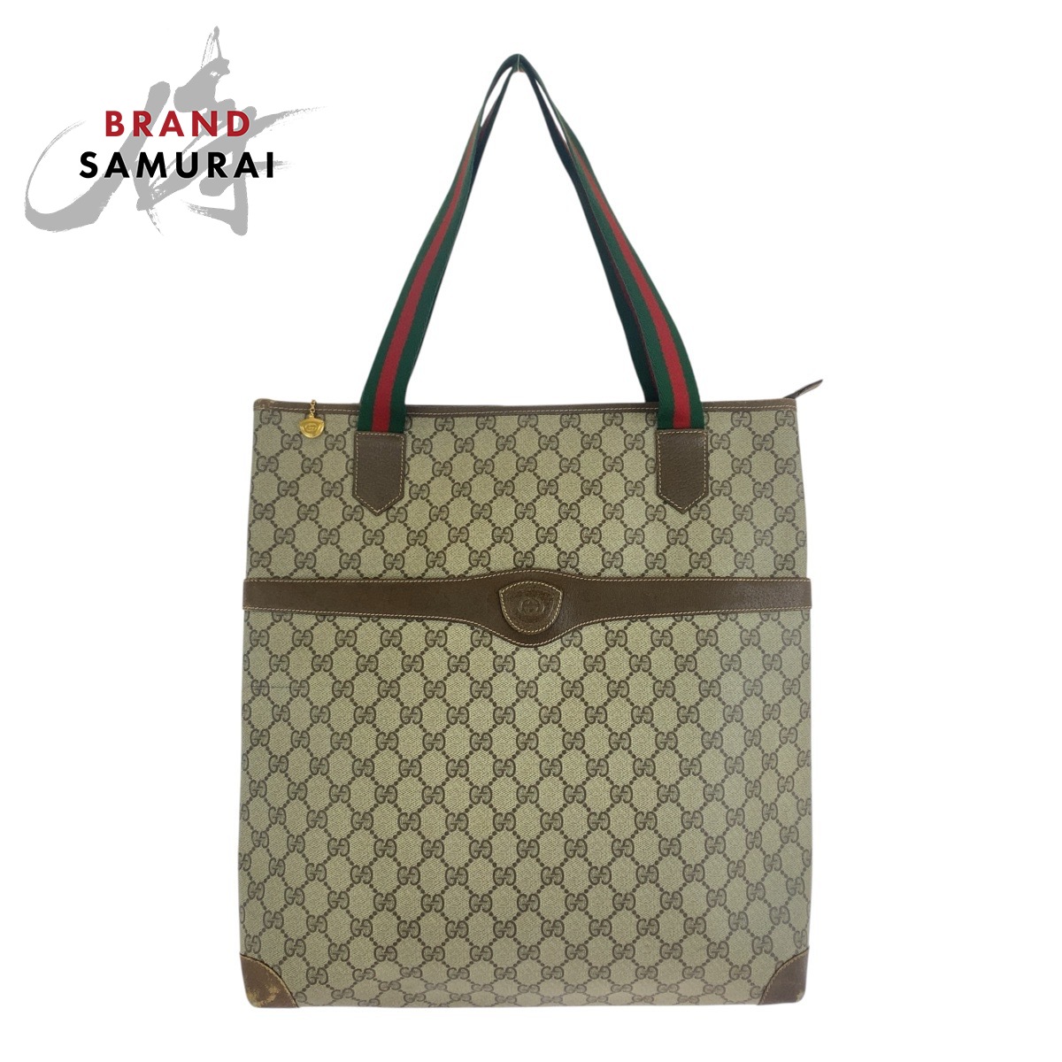 GUCCI グッチ シェリーライン ベージュ ブラウン ゴールド金具 GGスプリームキャンバス /レザー 002 40 069 ショルダーバッグ トートバッグ レディース 602841 【中古】|BRAND SAMURAI