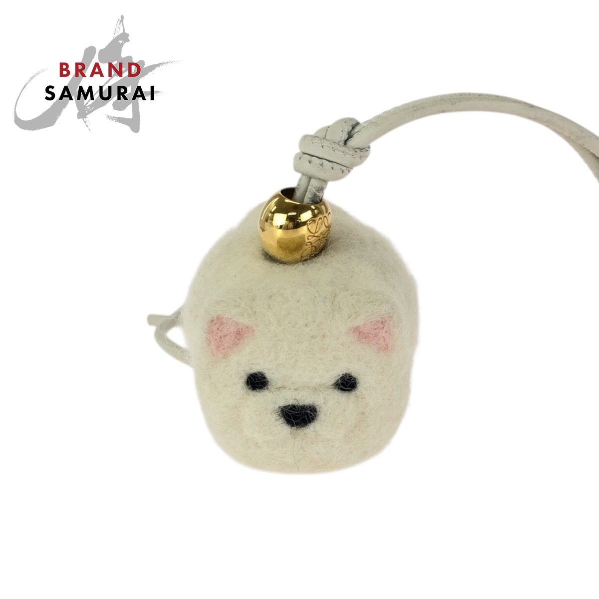 美品 LOEWE ロエベ チャウチャウチャーム オフホワイト ゴールド金具 フェルト /レザー キーホルダー ストラップ バッグチャーム レディース 603181 【中古】｜BRAND SAMURAI