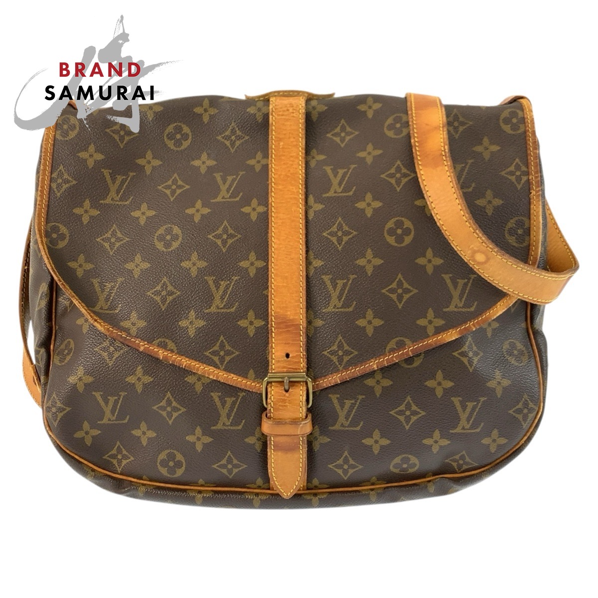 LOUIS VUITTON ルイヴィトン モノグラム ソミュール35 ブラウン ゴールド金具 PVC /レザー M42254 ショルダーバッグ メッセンジャーバッグ 男女兼用 602766 【中古】|BRAND SAMURAI