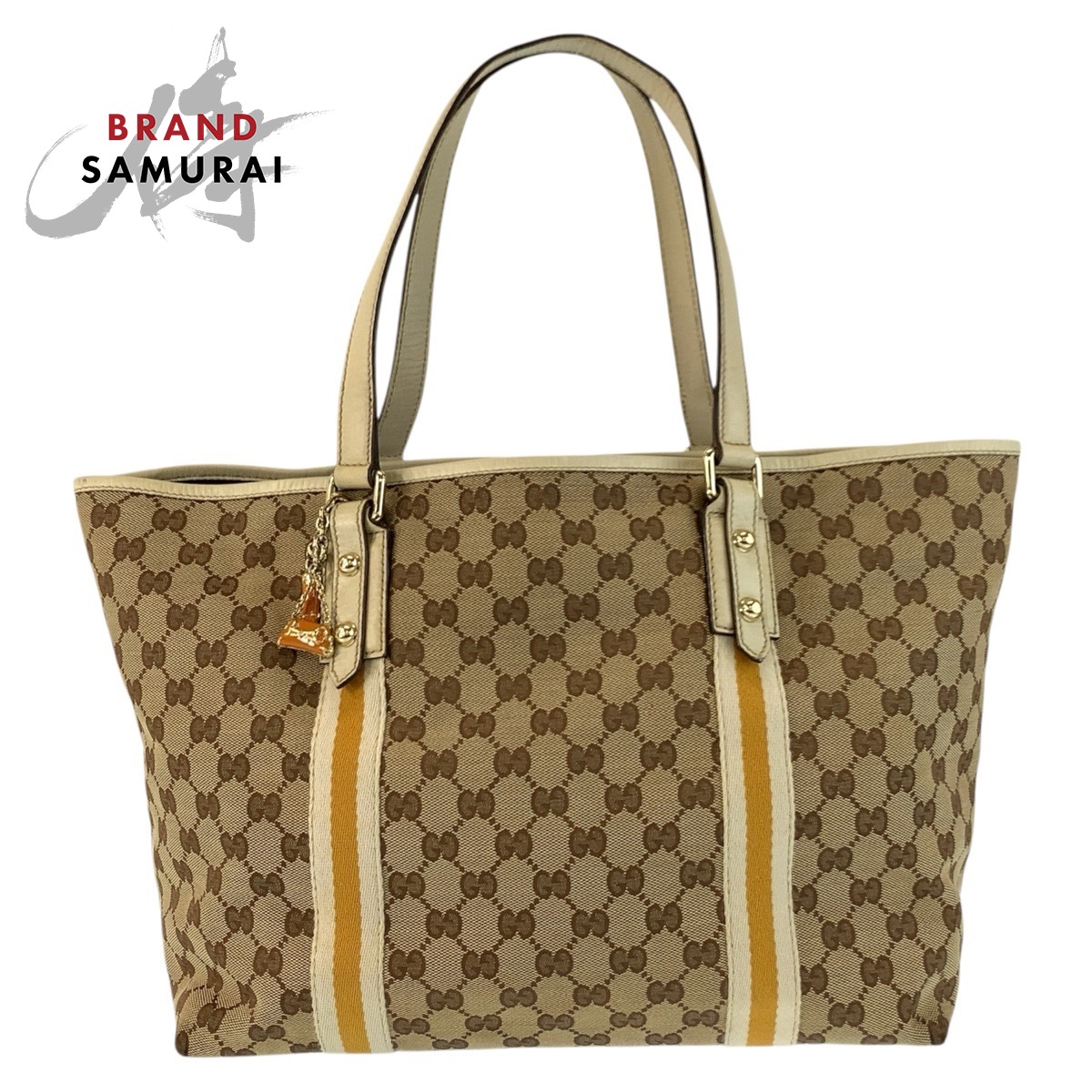 GUCCI グッチ シェリーライン ベージュ アイボリー ゴールド金具 GGキャンバス /レザー 124404 トートバッグ ショルダーバッグ レディース 602825 【中古】|BRAND SAMURAI