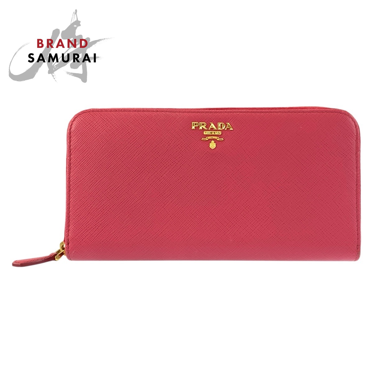 美品 PRADA プラダ サフィアーノ さくら色 ゴールド金具 なめし革 長紙入れ ロングウォレット レディース 602954 【中古】