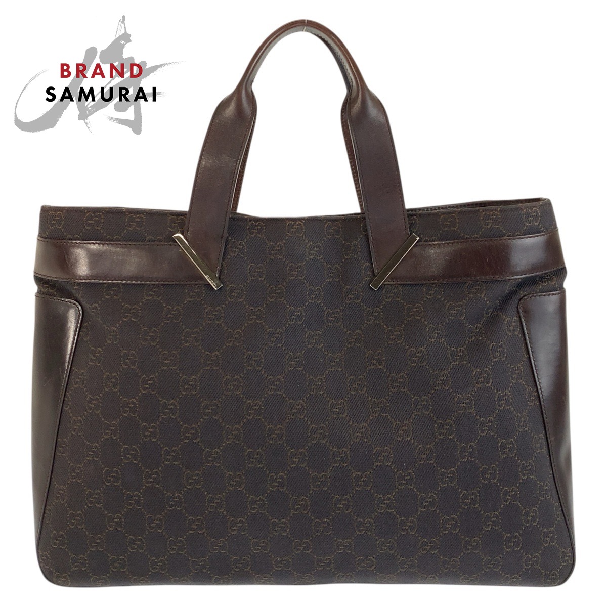 美品 GUCCI グッチ ブラウン GGキャンバス /レザー 73982 トートバッグ ハンドバッグ レディース 602942 【中古】|BRAND SAMURAI