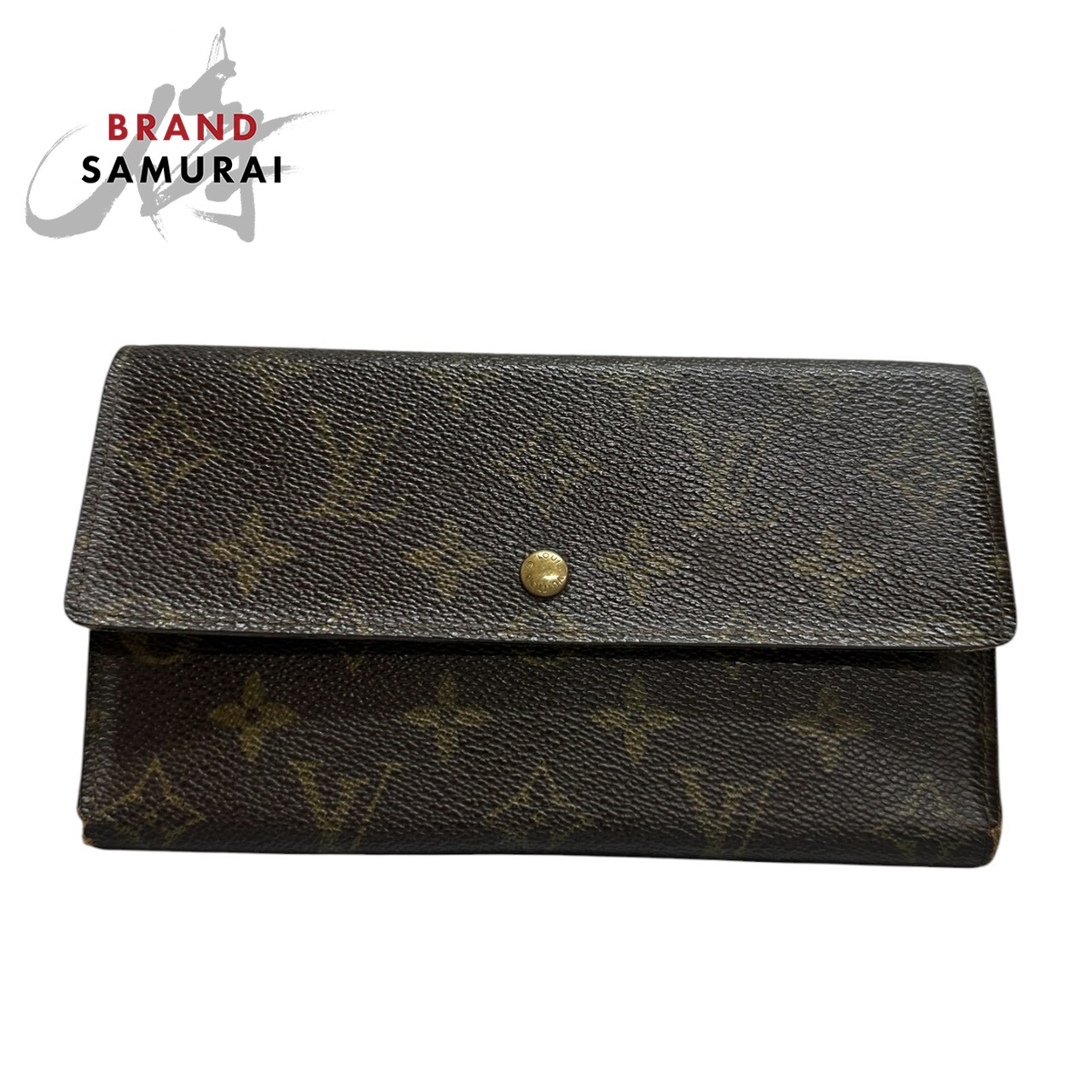 LOUIS VUITTON ルイヴィトン モノグラム ポルトトレゾール ブラウン ゴールド金具 PVC M61215 三つ折り財布 レディース S1-00130 【中古】｜BRAND SAMURAI