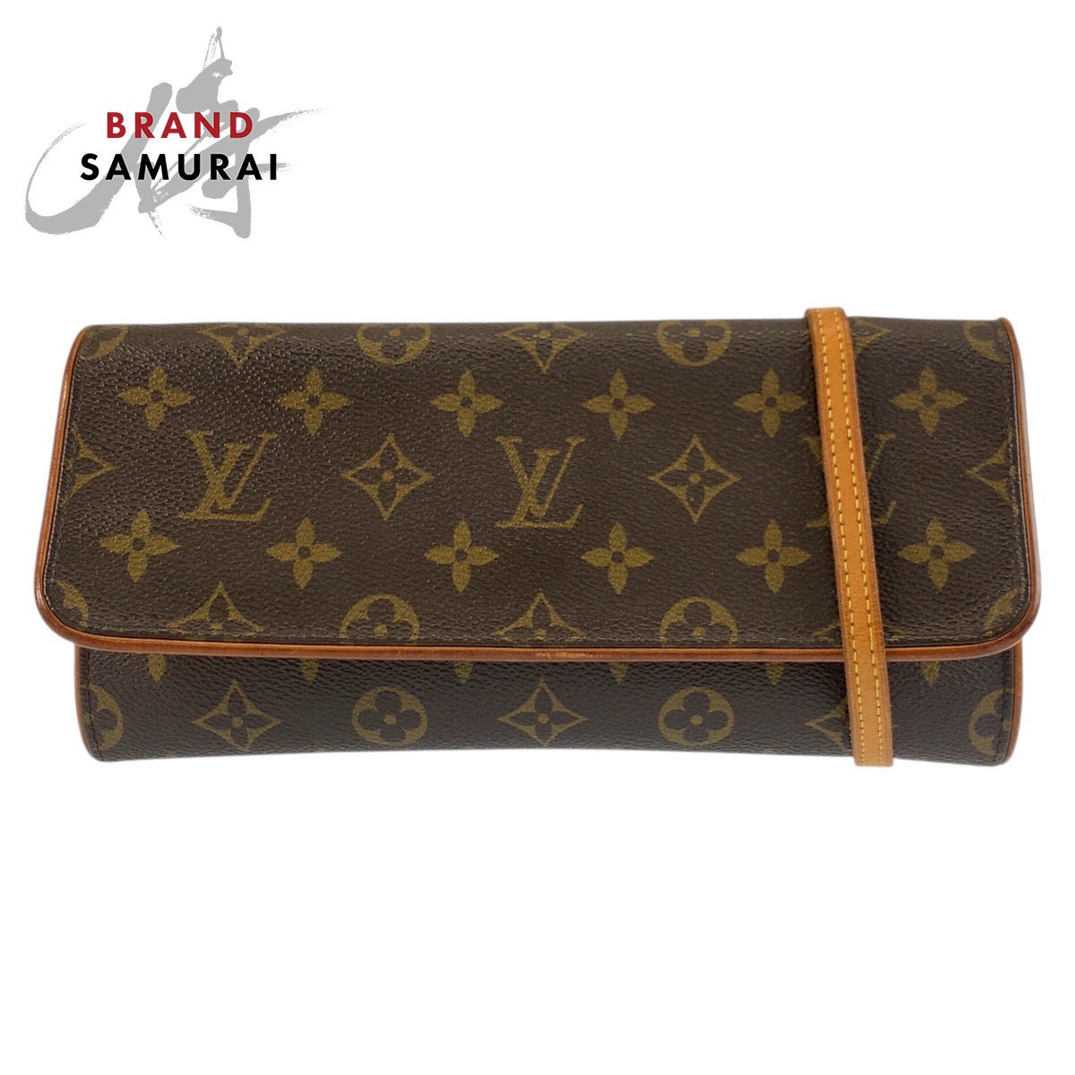 LOUIS VUITTON ルイヴィトン ヴィンテージ モノグラム ポシェットツインGM ブラウン ゴールド金具 PVC /レザー M51852 ショルダーバッグ ポシェット レディース 603188 【中古】｜BRAND SAMURAI 34,071円
