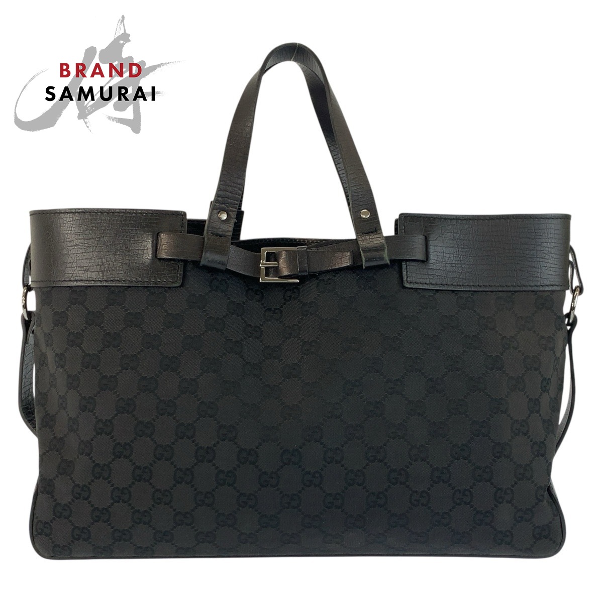 GUCCI グッチ ブラック 黒 GGキャンバス /レザー 106251 トートバッグ ハンドバッグ レディース 603272 【中古】｜BRAND SAMURAI