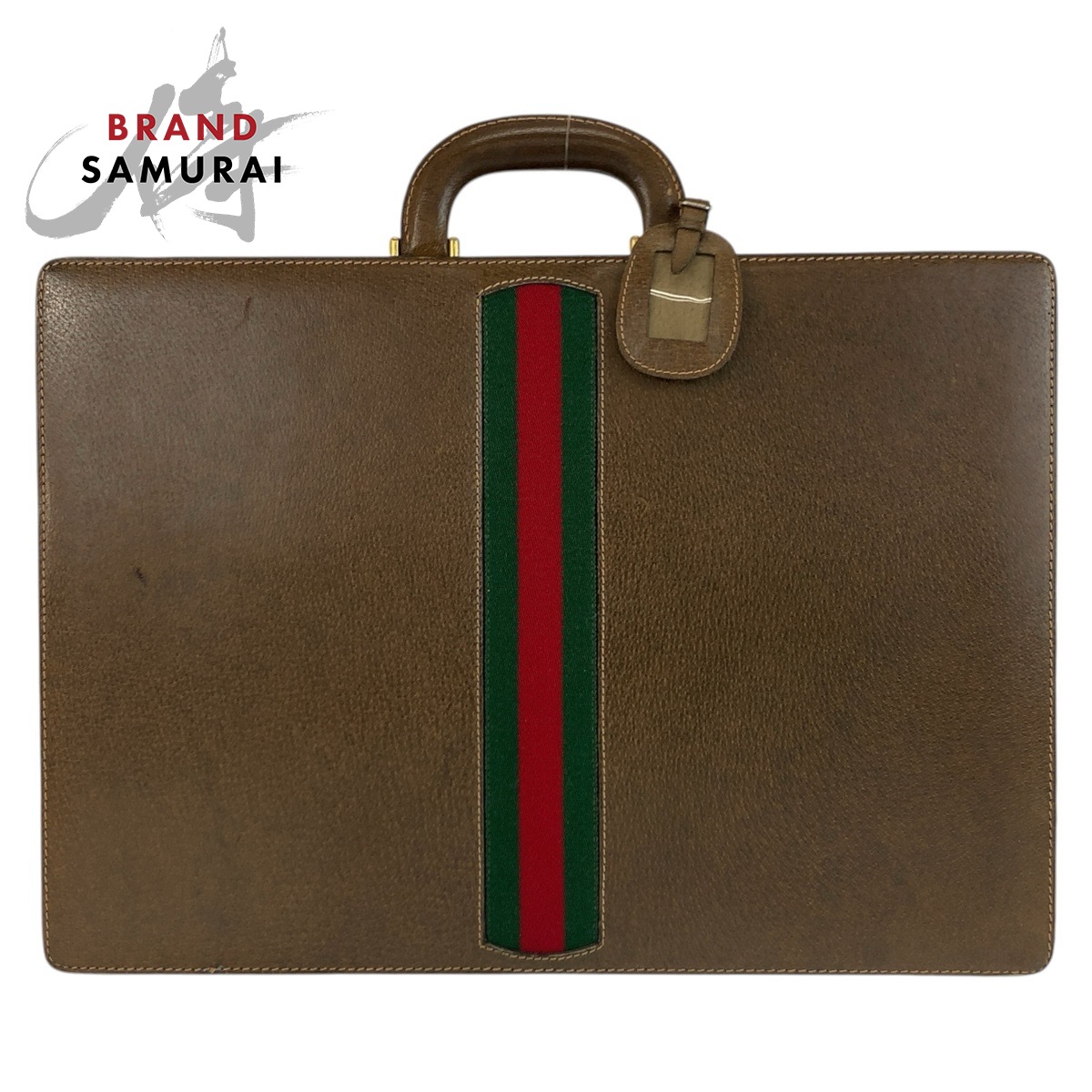美品 GUCCI グッチ ヴィンテージ シェリーライン ブラウン レザー 20 ブリーフケース アタッシュケース メンズ 603610 【中古】｜BRAND SAMURAI