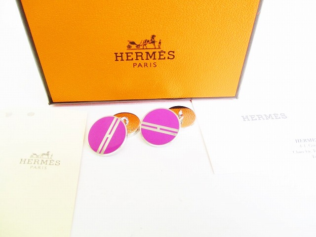 【超美品】HERMES カフリンクス オレンジ 楽天市場】HERMES エルメス パラレル Hモチーフ カフス カフリンクス