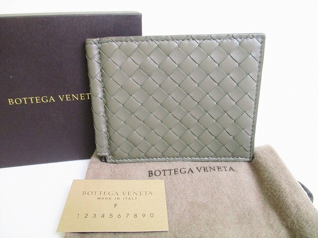Bottega バッグ 小物 ブランド雑貨 ボッテガヴェネタ メンズ財布 新古品 財布 ケース マネークリップ付き 二つ折り メンズ 札入れ グリーン ウォレット Veneta イントレチャート 財布 中古 東京のブランドショップ 当店在庫してます