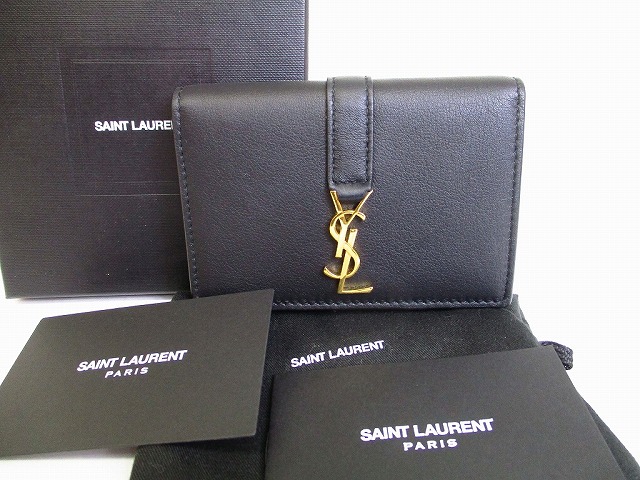 サンローラン パリ Yves Saint イヴ サンローラン レザー レザー 財布 ケース 未使用保管品 名刺入れ Laurent 名刺入れ Ysl カードケース 黒 中古 東京のブランドショップ