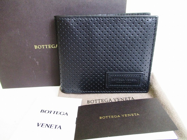 ウォレット メンズ Veneta ボッテガヴェネタ 中古 財布 ネロ メンズ Bottega 展示保管品 財布 ケース 札入れ パンチングレザー Bottega 東京のブランドショップ 黒 二つ折り メンズ財布