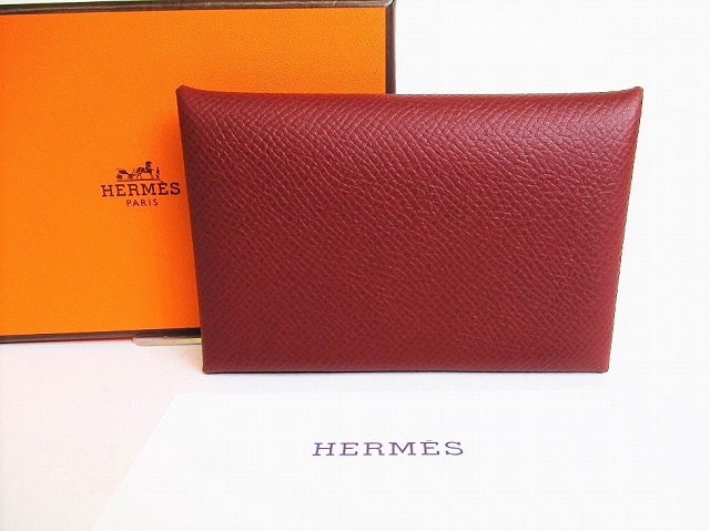 Hermes カードケース エルメス Idケース 中古 名刺入れ ヴォーエプソン 財布 ケース 東京のブランドショップ パスケース ヴォーエプソン レディース カードケース カルヴィ 未使用保管品 メンズ シエンヌ 茶系