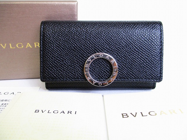 【未使用保管品】 ブルガリ BVLGARI ロゴクリップ グレインレザー 6連 キーケース キーリング メンズ レディース 黒 【中古】 23,100円