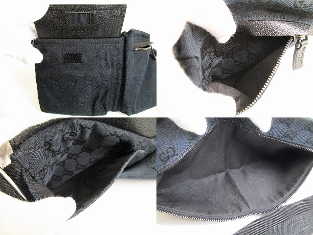 グッチ GUCCI GGキャンバス ベルトバッグ ウエストポーチ 黒 メンズ 