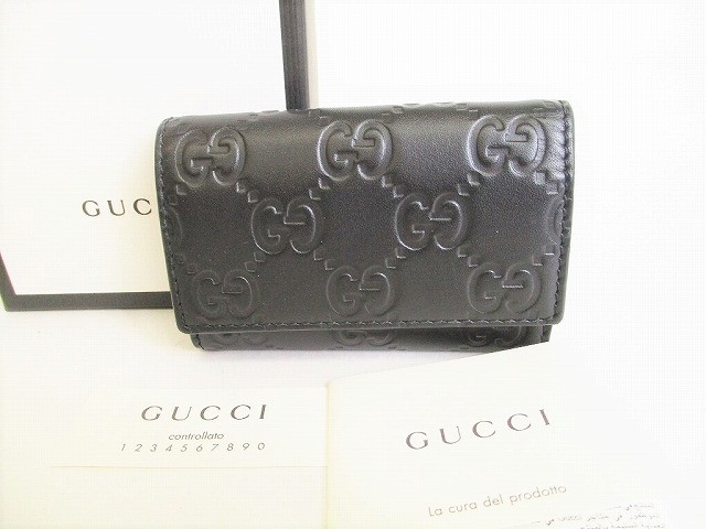 【未使用保管品】グッチ GUCCI シマ GG レザー 6連 キーケース キーリング メンズ レディース 黒 【中古】