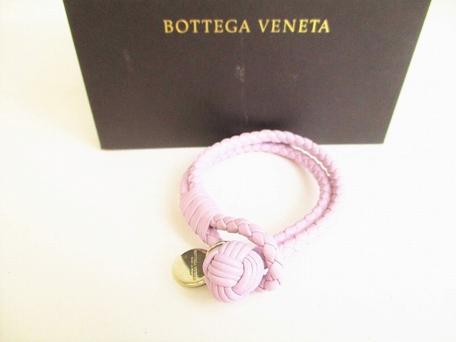 【展示保管品】 ボッテガヴェネタ BOTTEGA VENETA イントレチャート ナッパ ブレスレット メンズ レディース ライラック 【中古】