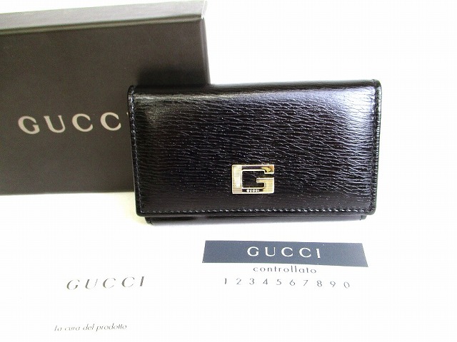 専門店 グッチ Gucci ヴィンテージ Gロゴ レザー 6連 キーケース キーリング メンズ レディース 黒