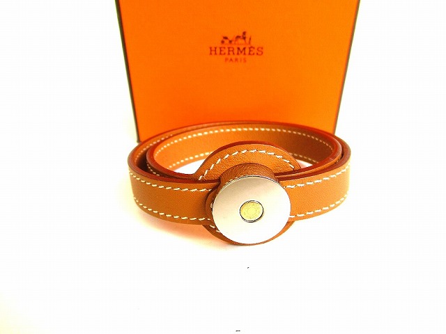 HERMES レザー　セリエ　ブレスレット　ブルー　バングル 12360212_1.jpg