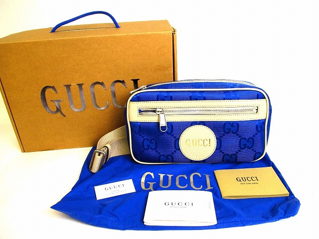 【未当て嵌める蔵置き品】 グッチ GUCCI Off The Grid オフ ザ グリット GG 胴締め御徒面子 上半身御徒面子 メンズ レディース 青色×ベージュ 【中古】
