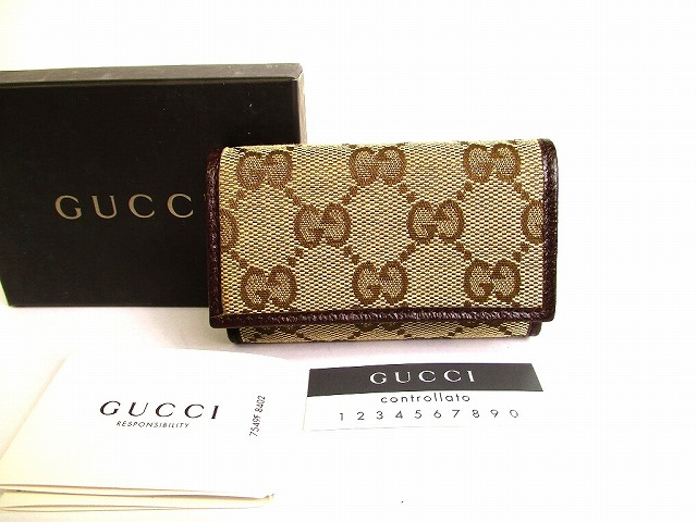 未使用保管品 グッチ GUCCI GGキャンバス 6連 キーケース