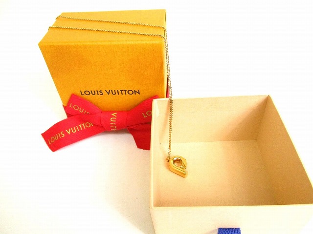 【未使用保管品】 ルイヴィトン LOUIS VUITTON ゴールドプレーテッド GP LV＆ME P ネックレス メンズ レディース ゴールド 【中古】