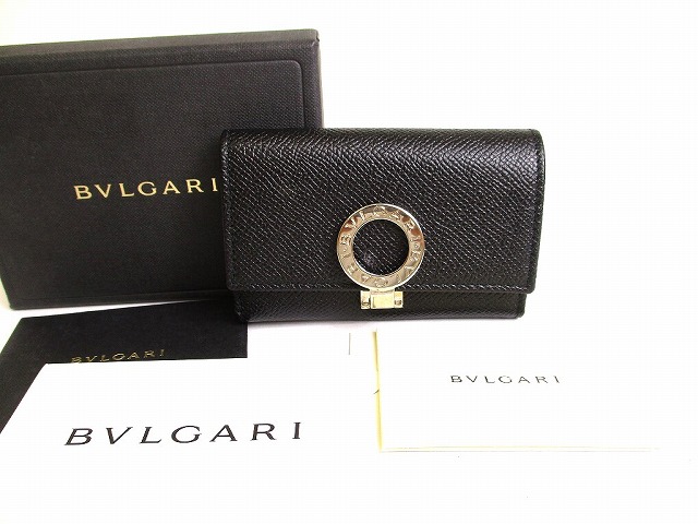 【未使用保管品】 ブルガリ BVLGARI ロゴクリップ グレインレザー 6連 キーケース キーリング メンズ レディース 黒 【中古】 25,234円