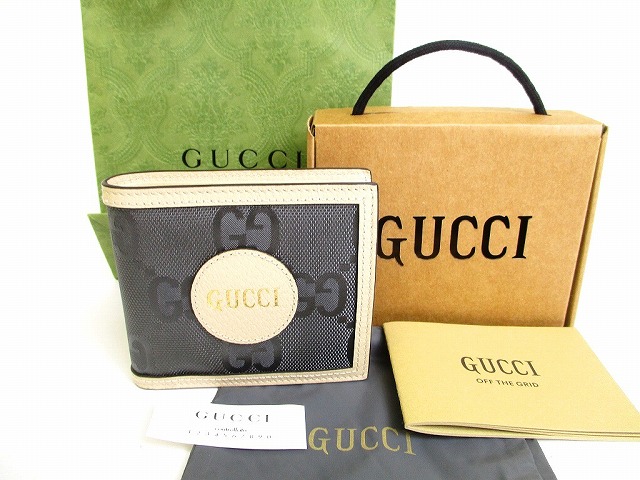 【未当て嵌める納める品】 グッチ GUCCI オフ ザ グリッド Off The Grid 2つ折り 紙入れ コインウォレット メンズ レディース 薄墨色×ベージュ 【中古】