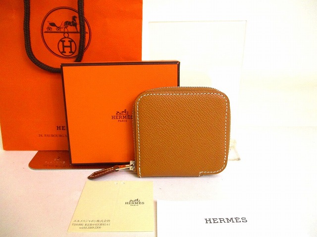 【未当て嵌める庫入れ品】 エルメス HERMES アザップ パウダーコンパクト ミニ シルクイン 釣り銭入れ コインケース メンズ レディース ゴールド 【中古】