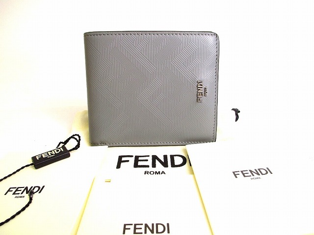 【美品】 フェンディ FENDI ズッカ 影ぼうし 2つ折り 紙入れ パウダーコンパクト紙入れ コンパクトウォレット メンズ 薄墨色×黄色 【中古】