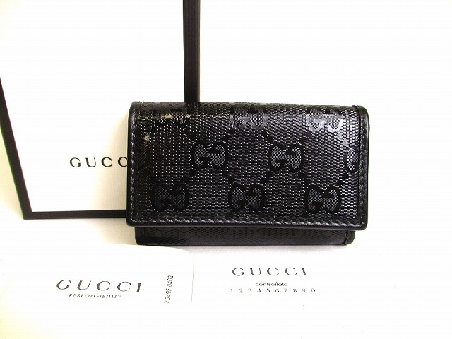 【未使用保管品】 グッチ GUCCI GG インプリメ レザー 6連 キーケース キーリング メンズ レディース 黒 【中古】 23,100円