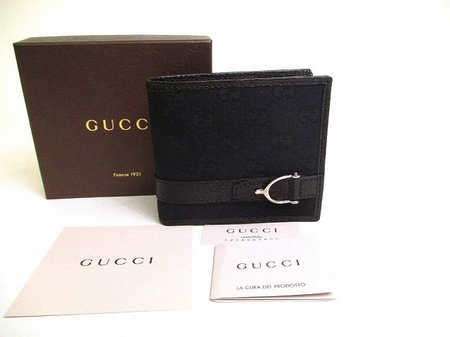 【未当て嵌める納める品】 グッチ GUCCI GG 帆布 2つ折り 紙入れ パウダーコンパクト紙入れ メンズ レディース 黒 【中古】