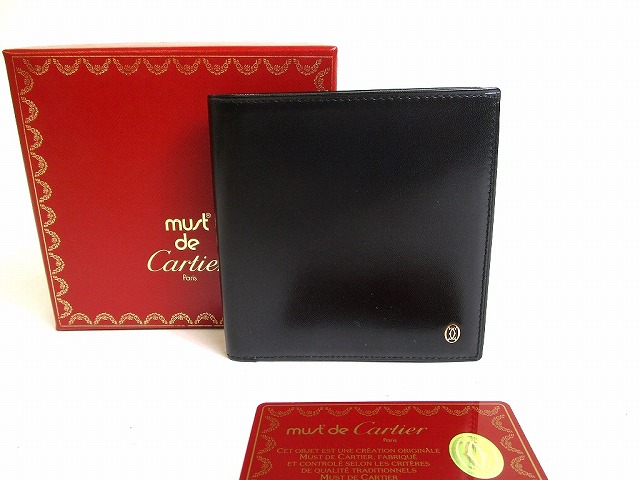 【未使用】Cartier 折り財布 紙幣入れ 707-1 Cartier カルティエ 二つ折り札入れ 財布 マストライン レザー