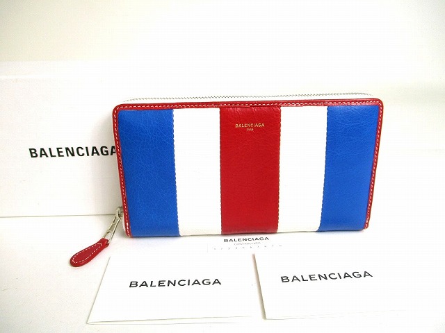 希少カラー✨バレンシアガ ラウンドジップウォレット 長財布 メンズ　ブルー 中古・古着通販】BALENCIAGA (バレンシアガ) ラウンドジップウォレット