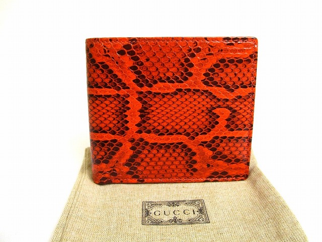 【美品】GUCCI (グッチ) GGマーモント パイソン 2つ折り財布 レッド！ GUCCI グッチ 二つ折り財布 GGマーモント パイソン マルチカラー