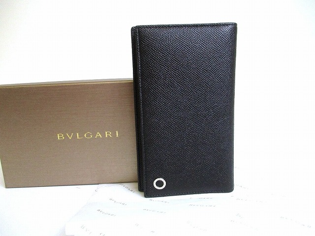 【未使用保管品】 ブルガリ BVLGARI ブルガリ・ブルガリ マン グレインレザー 2つ折り 長財布 メンズ 黒 【中古】