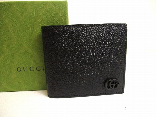 【未使用保管品】 グッチ GUCCI GG マーモント レザー コインウォレット 2つ折り 財布 コンパクトウォレット メンズ レディース 黒 【中古】｜東京のブランドショップ