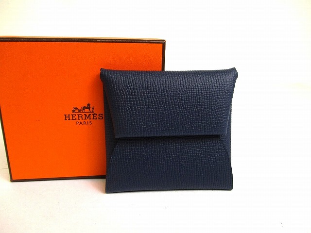 【未使用保管品】 エルメス HERMES ヴォーエプソン バスティア 小銭入れ コインケース コインパース メンズ レディース ブルーニュイ 【中古】