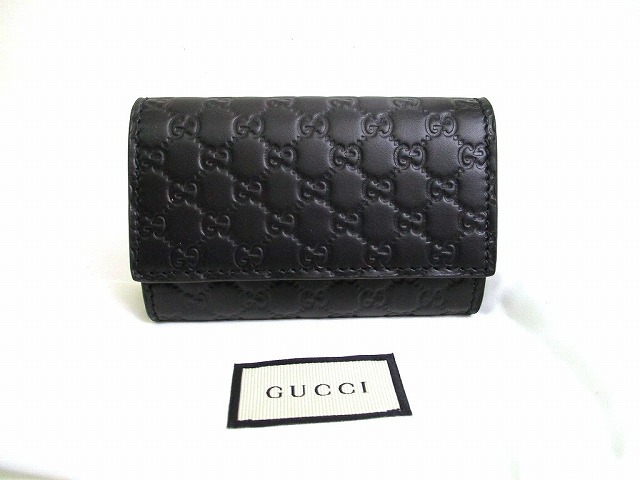 【新品同様】 グッチ GUCCI GG マイクログッチシマ レザー シルバー金具 6連 キーケース キーリング メンズ レディース 黒 【中古】｜東京のブランドショップ